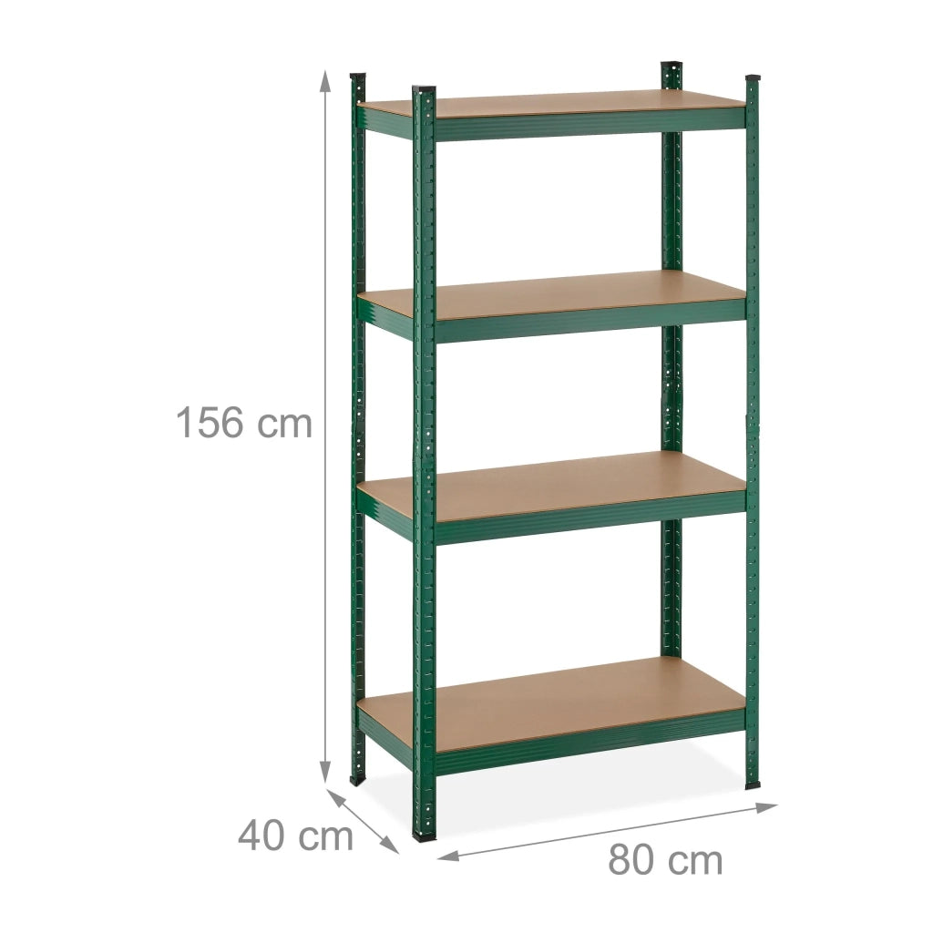 Scaffale per carichi pesanti regolabile 156 x 80 x 40 cm per garage officina pratica conservazione in acciaio verde 13_0012371