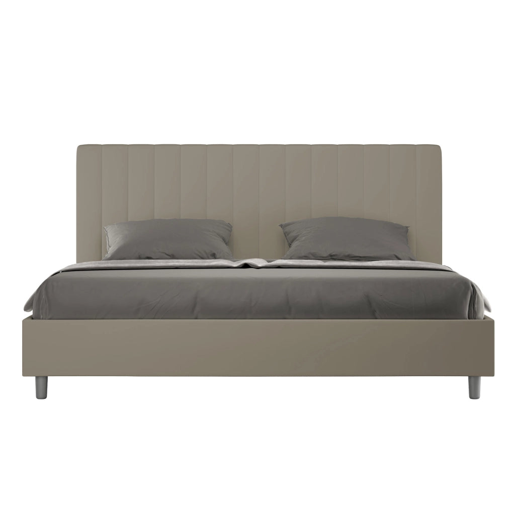 BS COM Letto matrimoniale king size senza rete imbottito 190x200 similpelle cappuccino