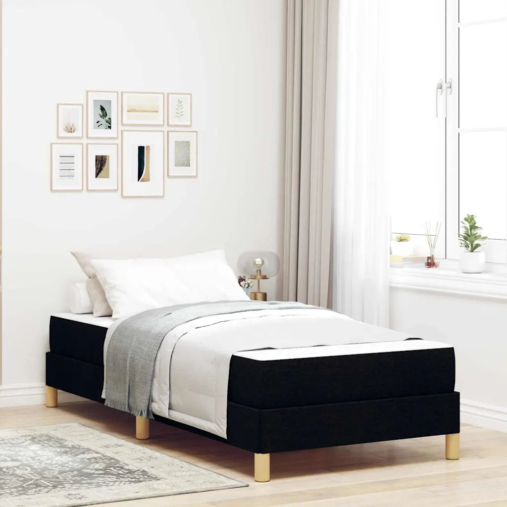 Letto a molle con materasso Nero 90 x 200 cm Tessuto