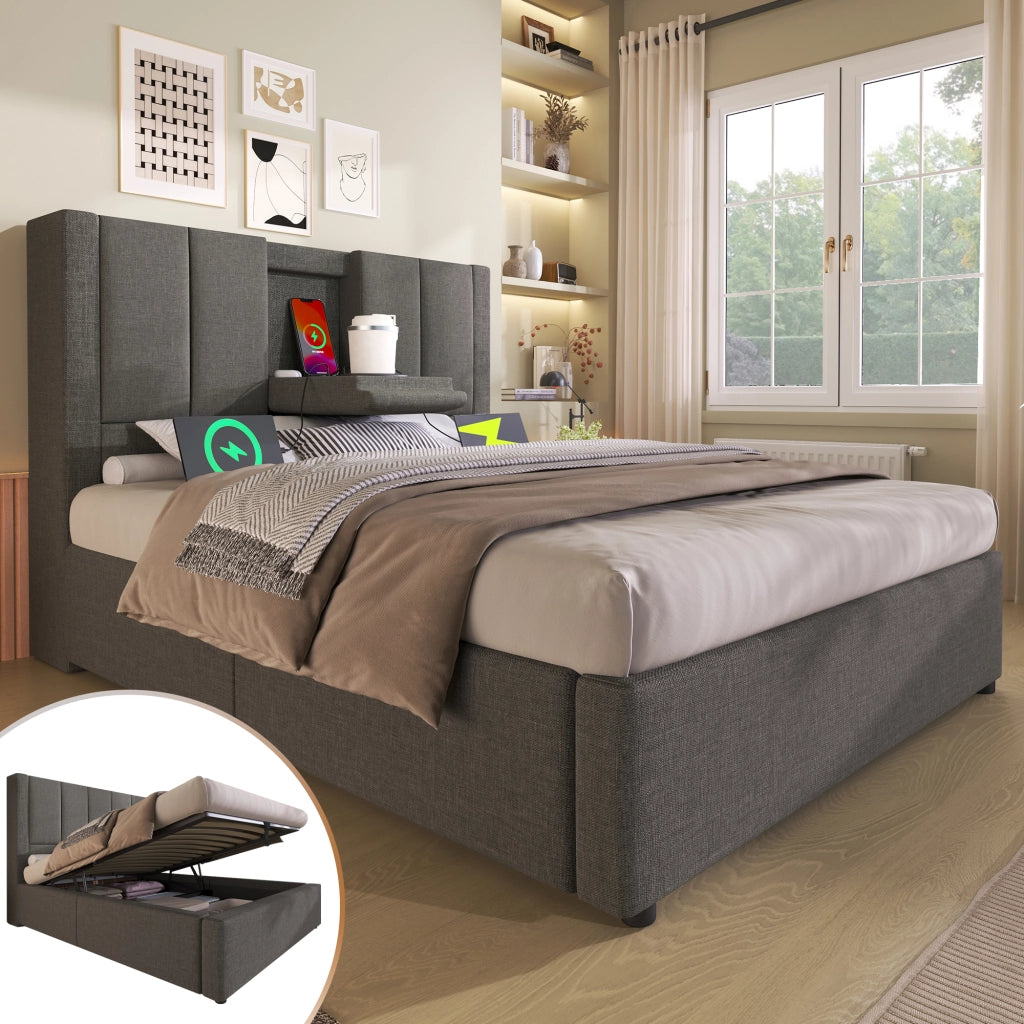 Letto singolo imbottito 90 x 200 cm con contenitore