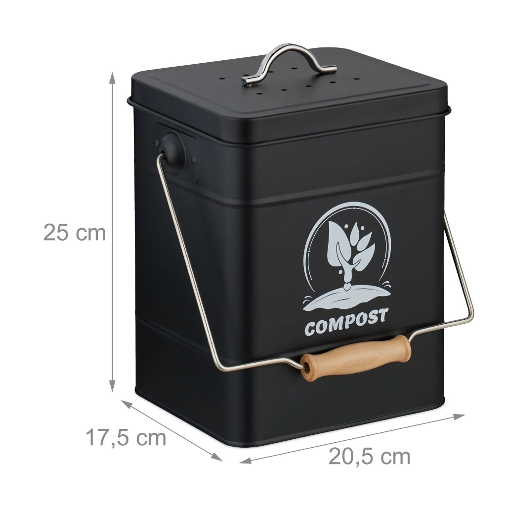 Secchio per compost 6 litri cucina giardino trasportabile facile manutenzione finitura rustica in ferro verde 13_0017215