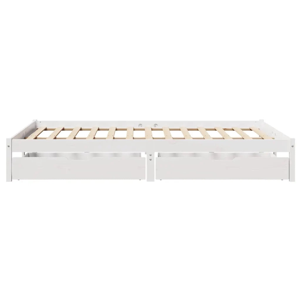 Letto senza Materasso-Struttura Letto Bianco 135x190 cm Legno Massello di Pino 606443