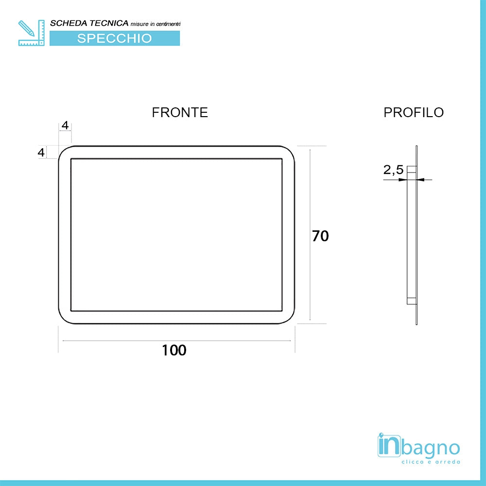 Specchio retroilluminato 70x100 con luce LED naturale reversibile