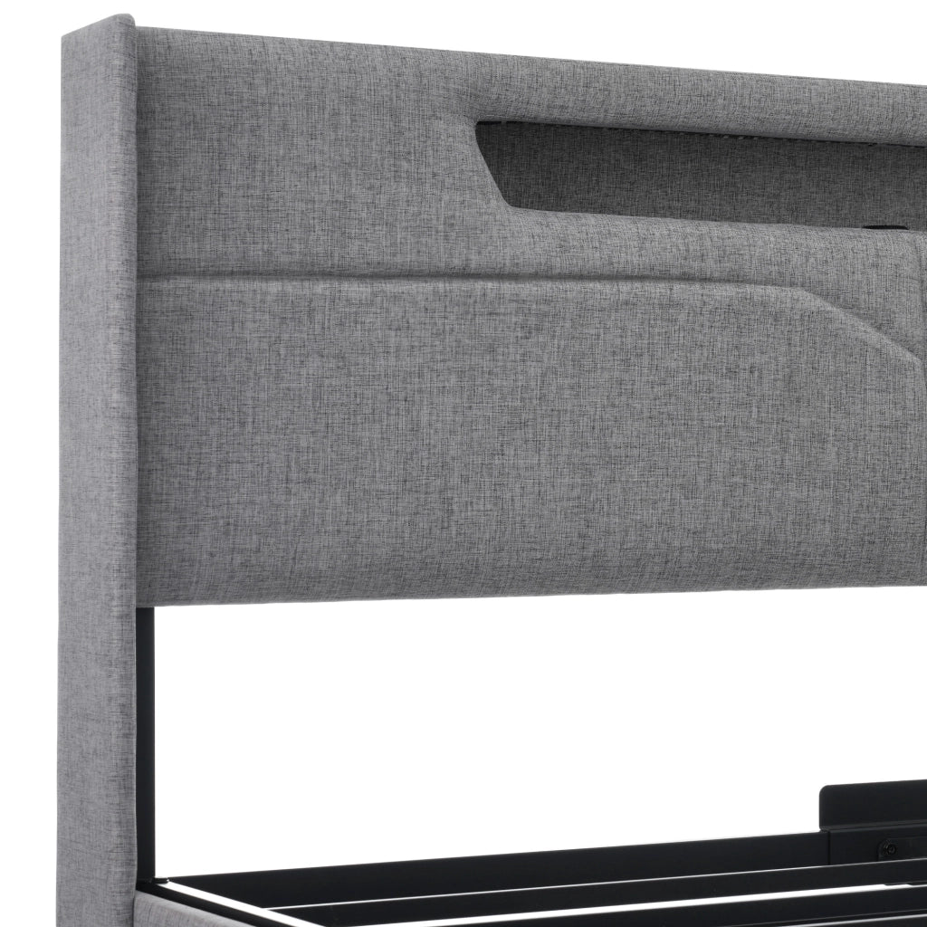 Letto contenitore con rete sollevabile grigio 135x190 cm