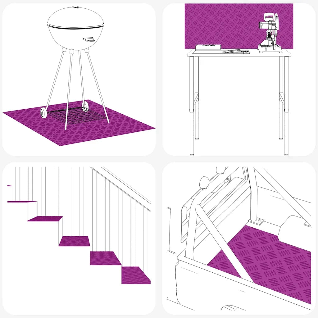 Dischi Quadrati 4 pcs Argento 80 x 40 cm Alluminio