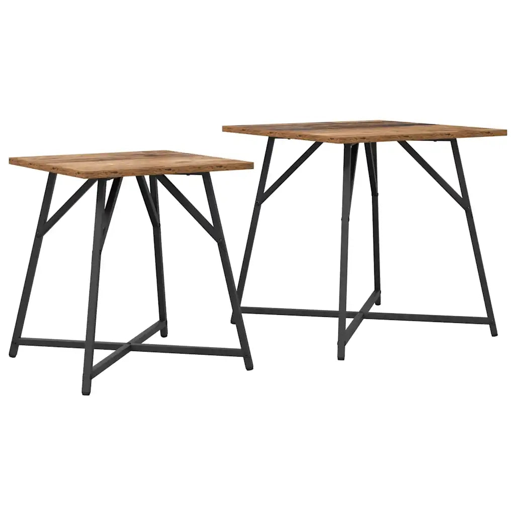 Set tavolini 2 pz | Tavolo laterale Legno Antico e Nero