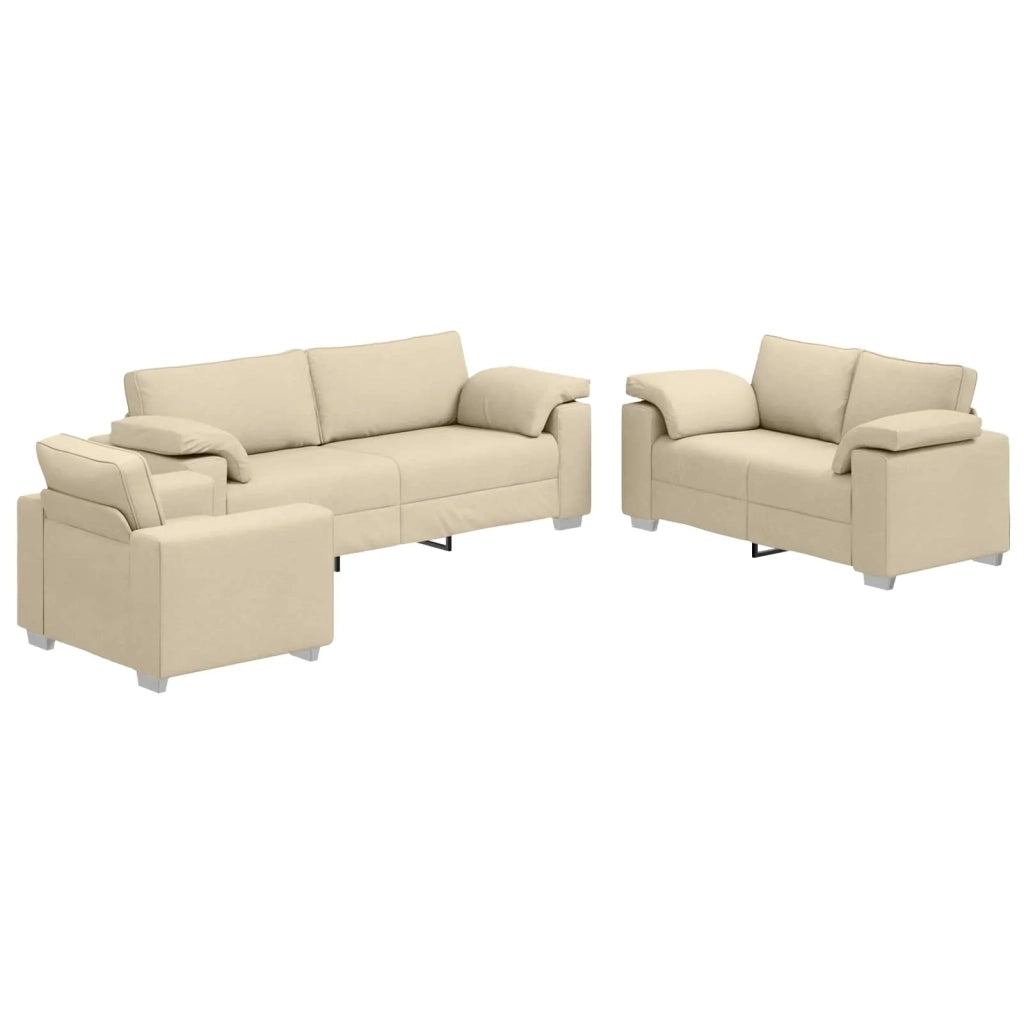 Divano 3 pcs Crema 219 x 80 x 82 cm Tessuto misto lino 3324665