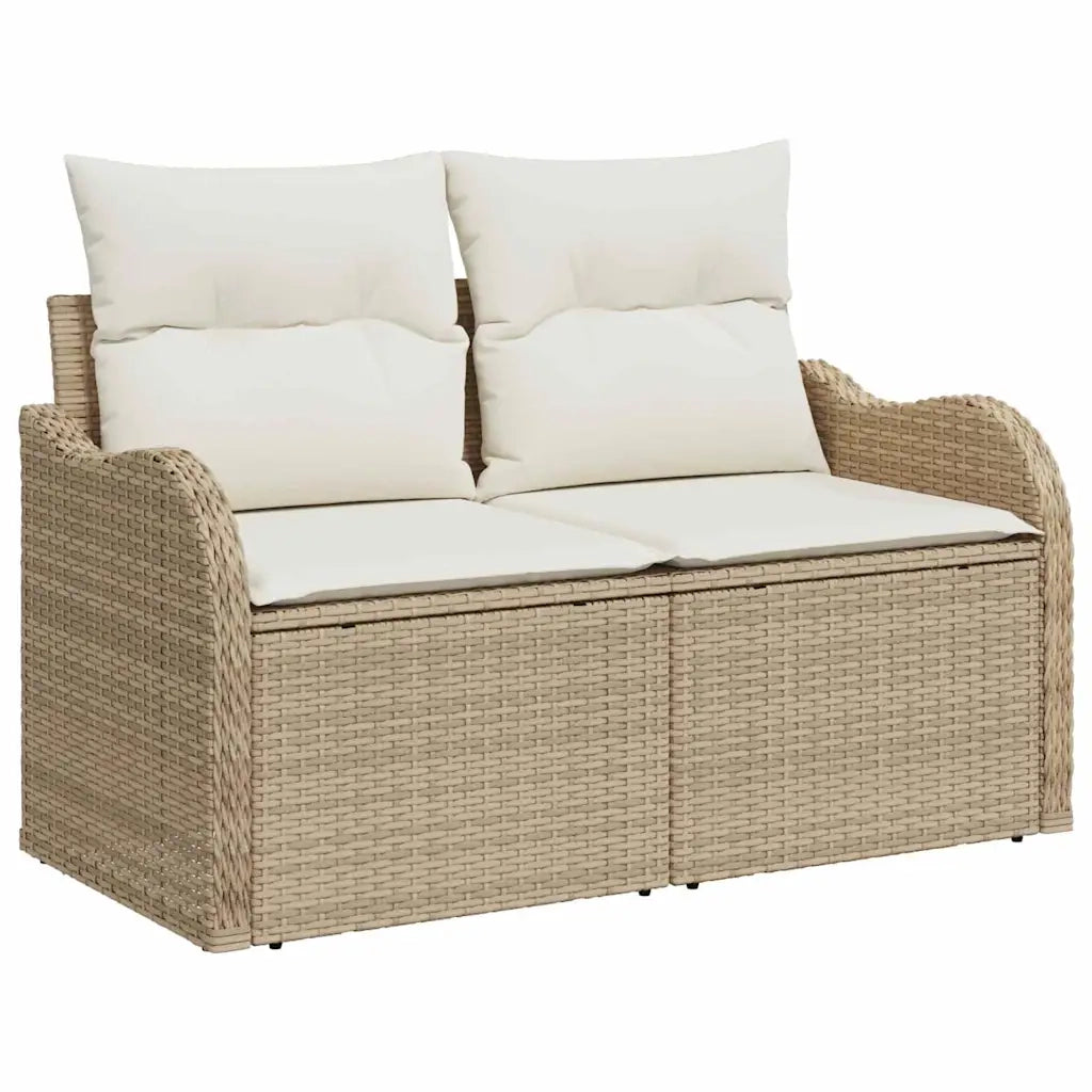 Set Divano da Giardino 6 pcs Beige e bianco Poly Rattan
