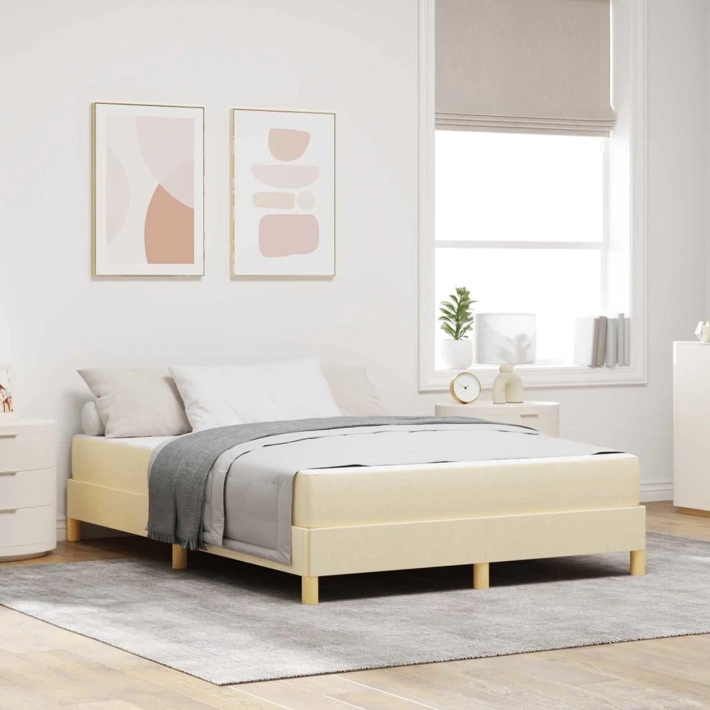 Letto a molle con materasso Crema 160 x 200 cm Tessuto