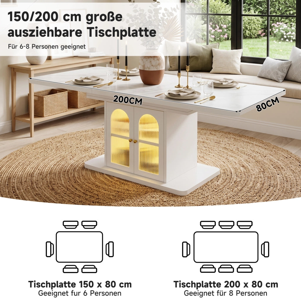 Tavolo da pranzo allungabile con contenitore e luce LED