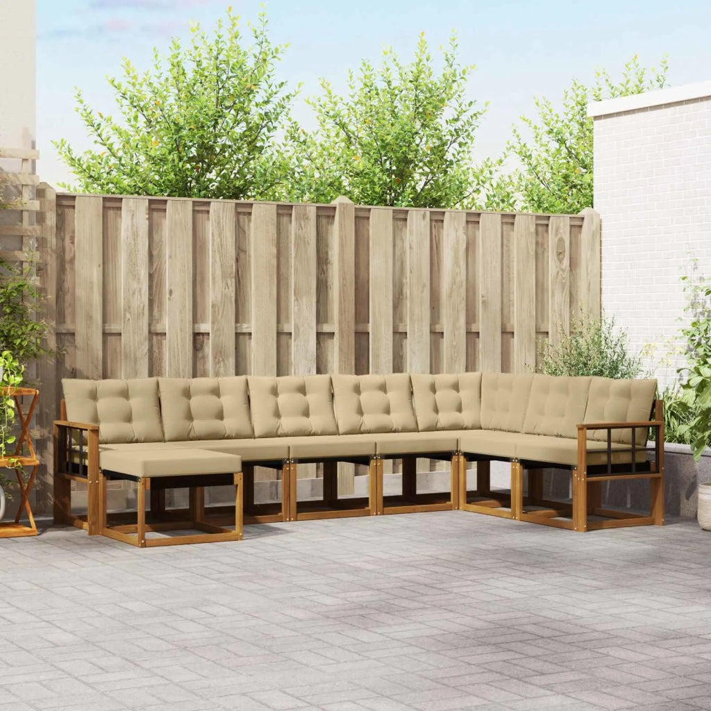 Set di divani da esterno con cuscino 8 pcs Naturale e Beige 3368960