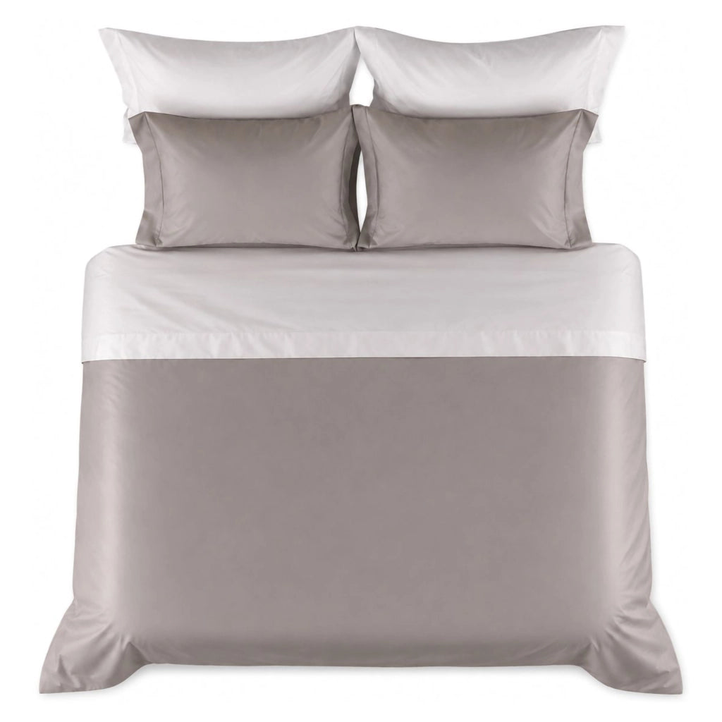 Rosinone, set Completo Letto Singolo in Percalle, Grigio