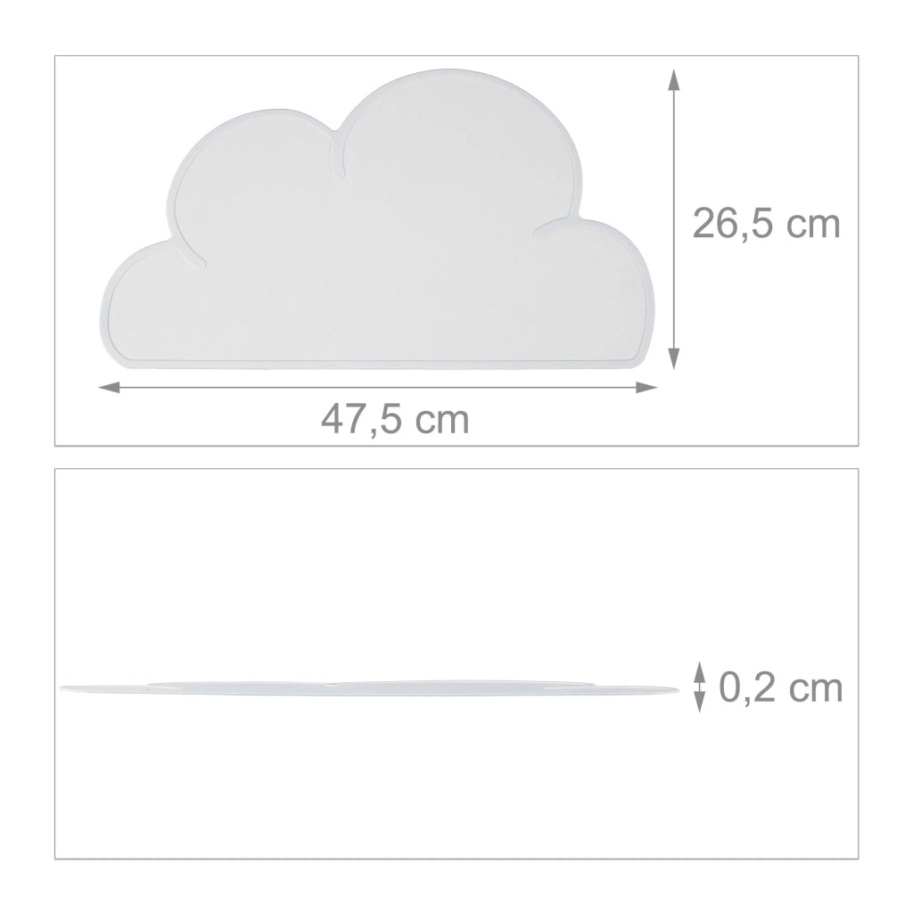 Set di 2 tovagliette antiscivolo per bambini 47,5 x 26,5 cm forma a nuvola facile pulizia in silicone blu 13_0013690