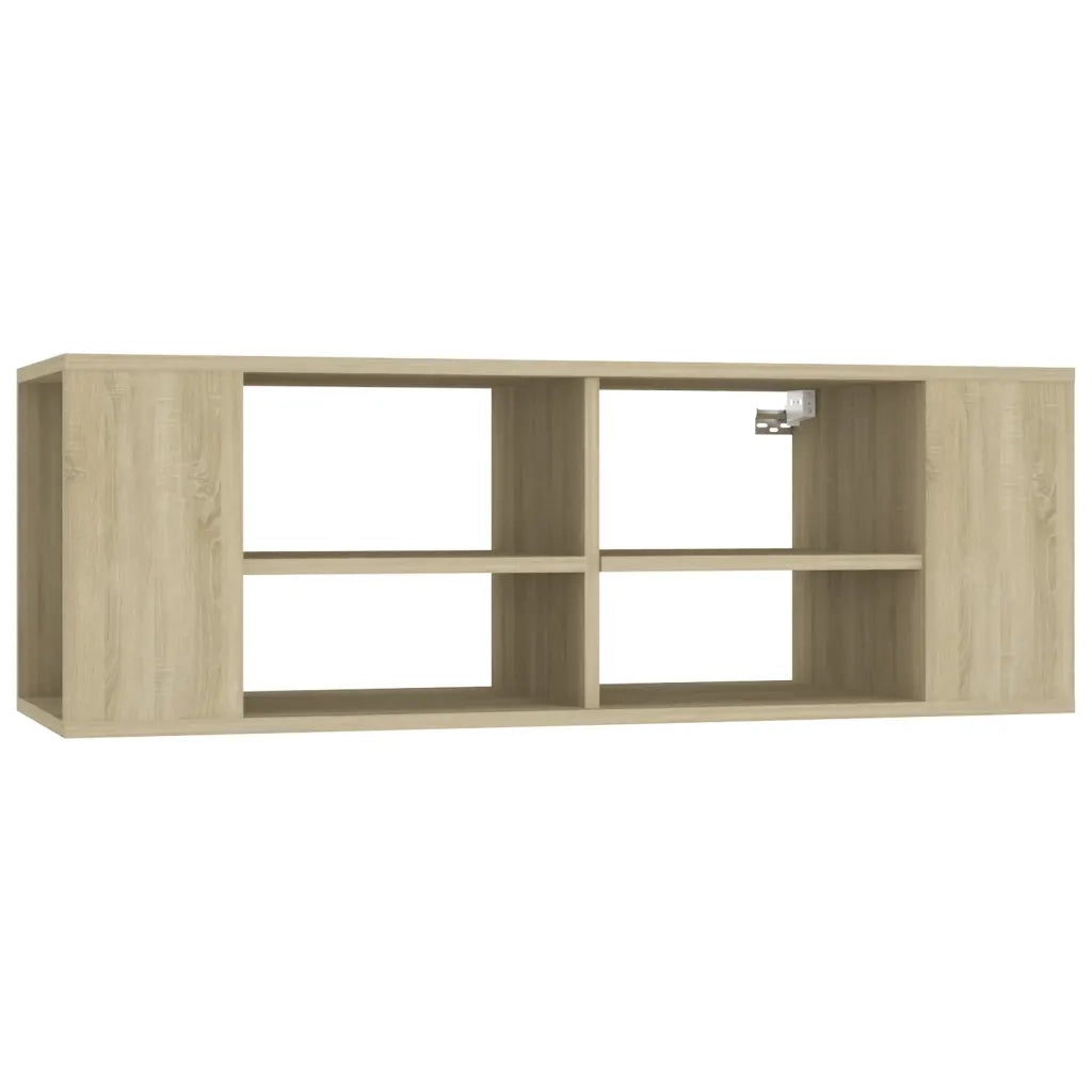 Mobile TV moderno a parete con ripiani regolabili 102 x 35 x 35 cm realizzato in legno composito di rovere Sonoma 02_0047864