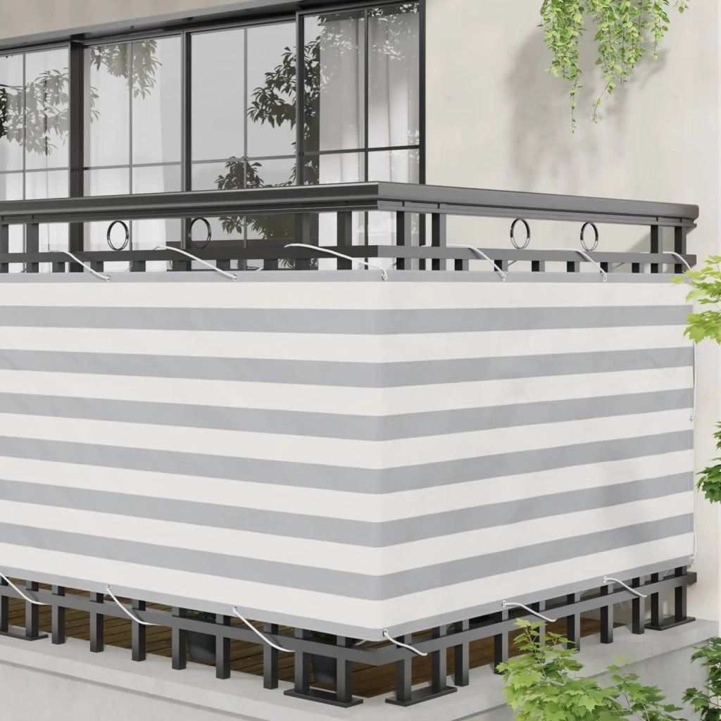 Schermo da balcone | Paravento da Balcone Grigio chiaro e bianco 90 x 300 cm
