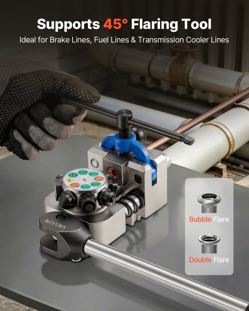 CT-3300A Kit Svasatore per Tubi Freno a 45° Doppia Svasatura in Acciaio al Carbonio con Valigetta per Fai da Te e Officina