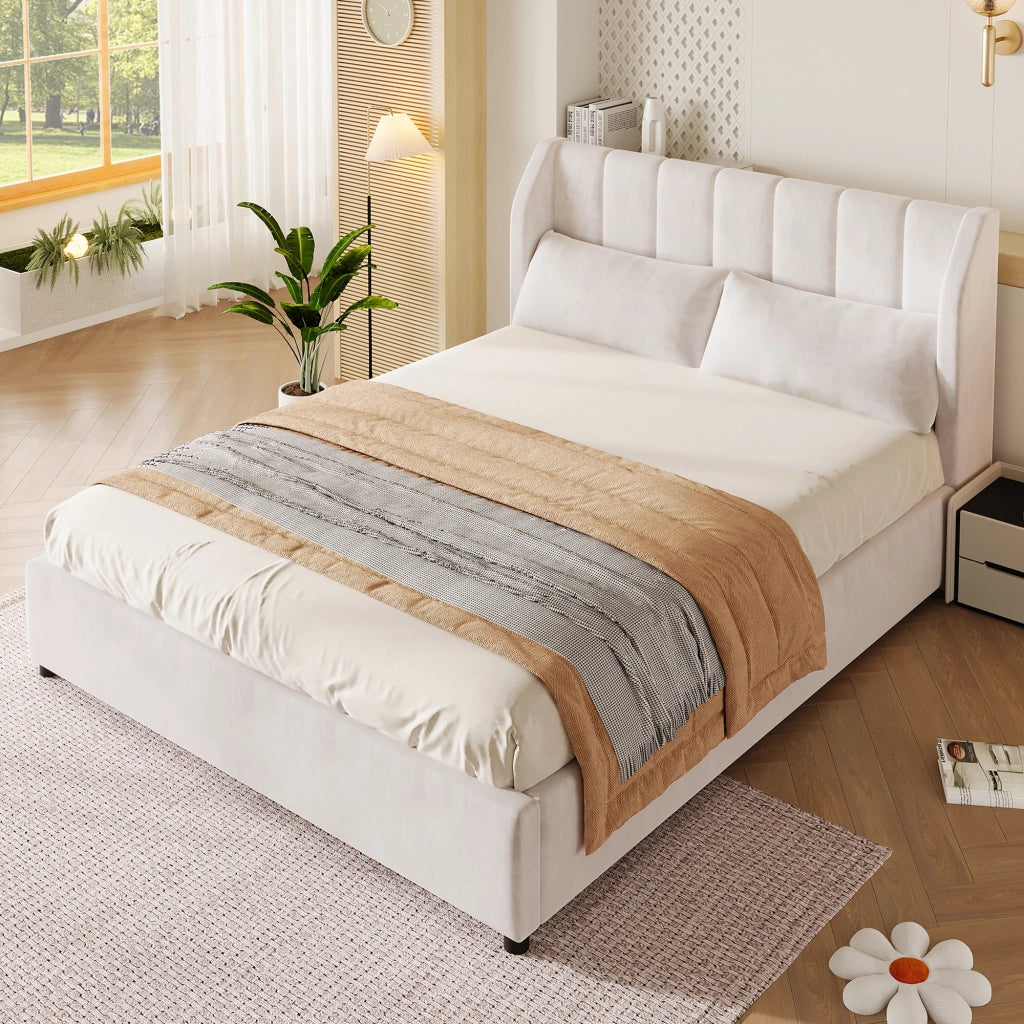 Letto singolo 140 ¡Á 200 cm basso imbottito con sponde alte e testiera in velluto francese multicolore