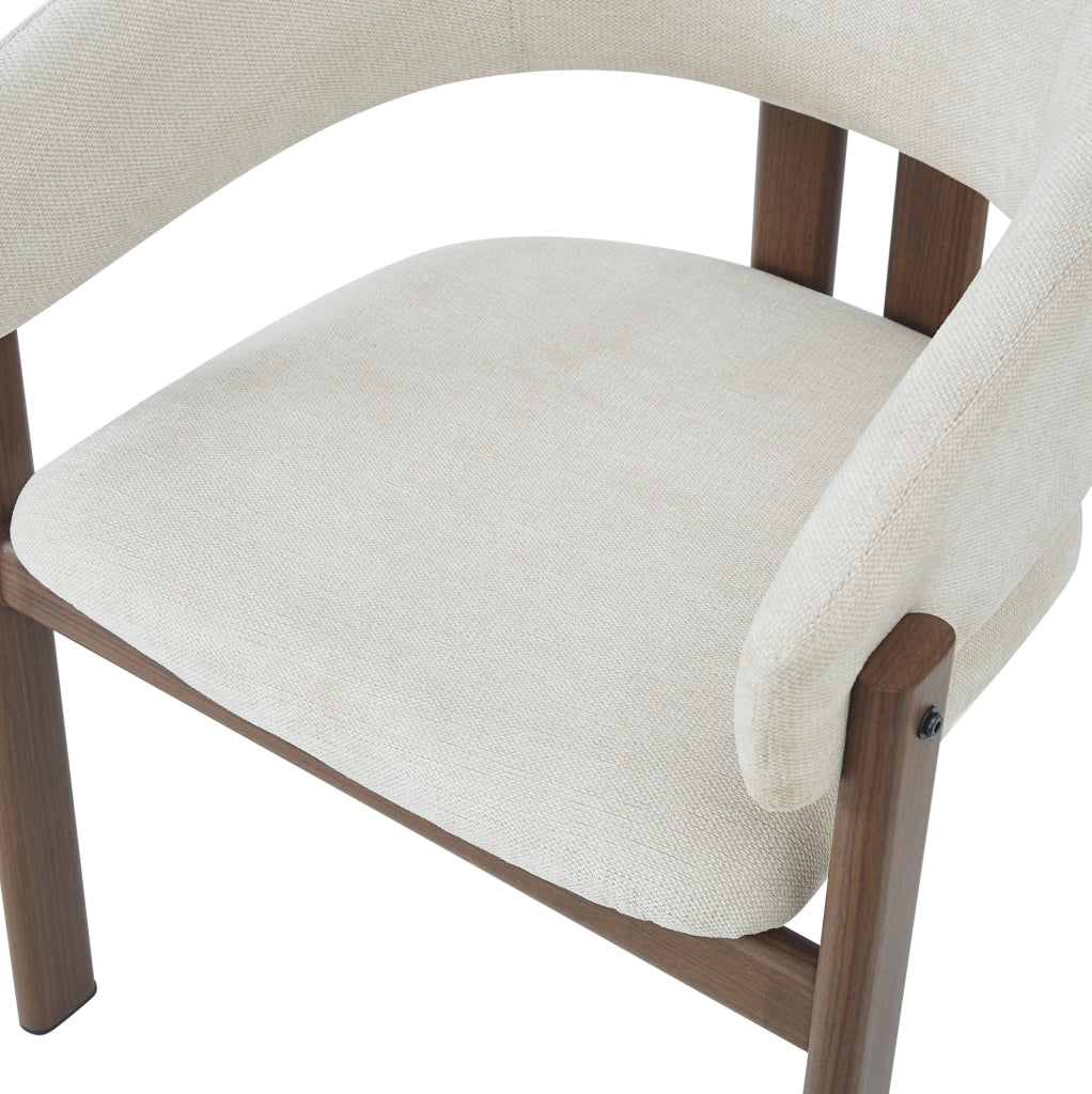 SEDIA con braccioli Set da 4 pezzi Metallo effetto noce e lino beige