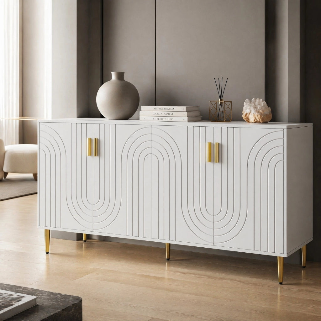 Credenza moderna bianca in MDF 152x40x75 cm