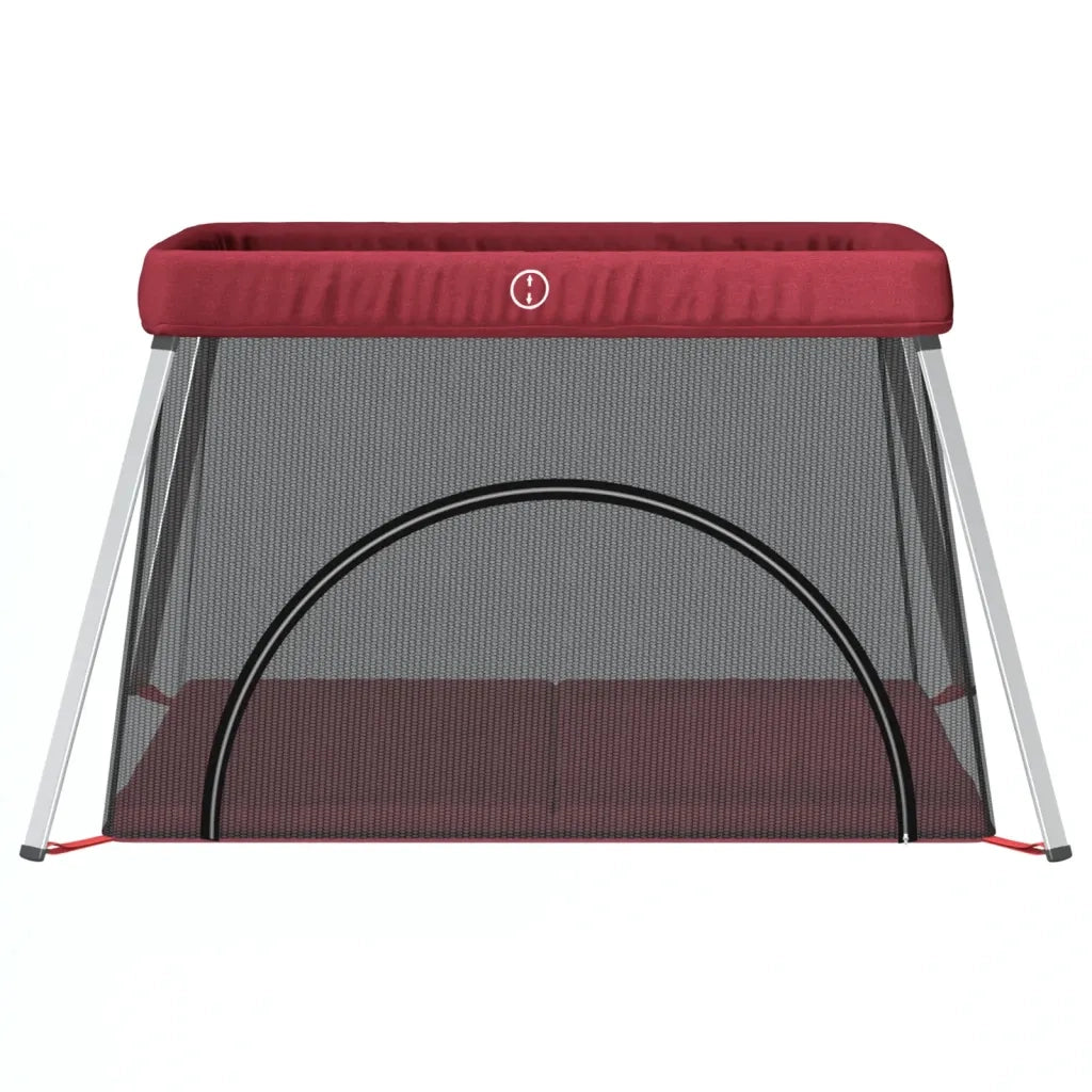 Box per Bambini con Materasso Rosso Tessuto di Lino 10305