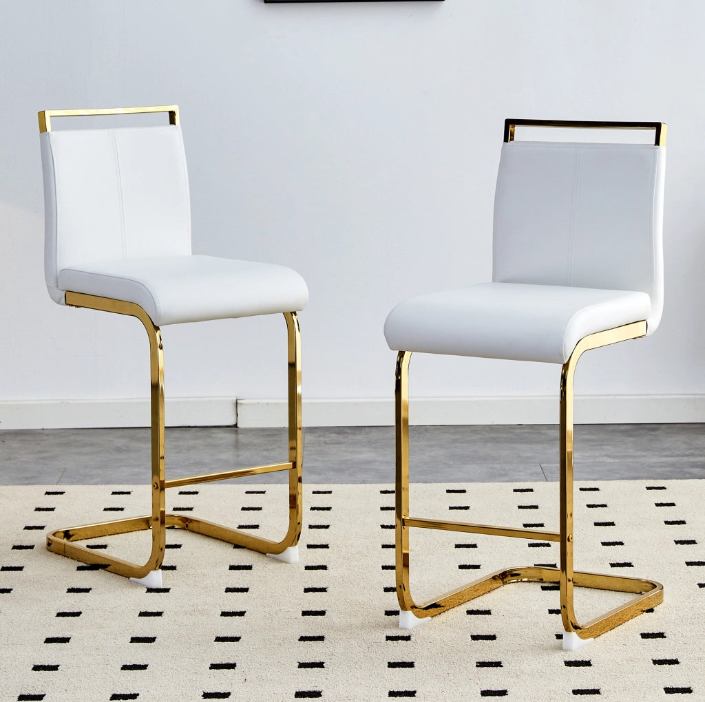 SGABELLO ALTO Set da 2 pezzi 96,5 cm PU bianco e oro