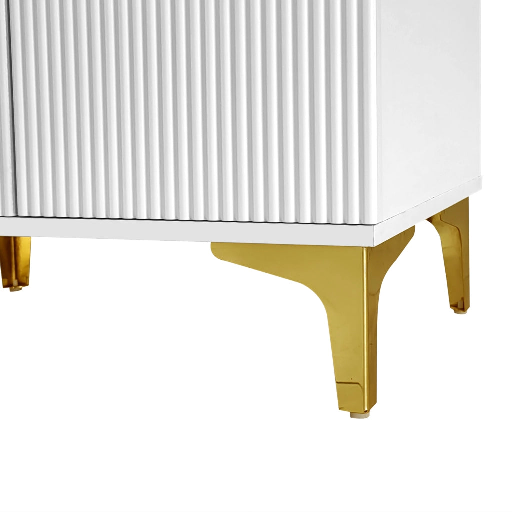 Set guardaroba con panca porta scarpe, cuscini grigi e appendiabiti dorati, struttura in truciolato bianco 60,5x180,5x35,2 cm