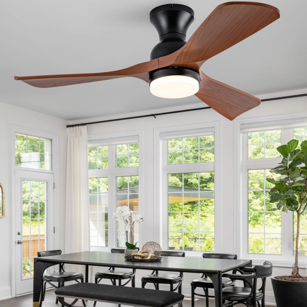 Ventilatore da soffitto 42 pollici con LED 3CCT, motore DC reversibile e telecomando noce e nero