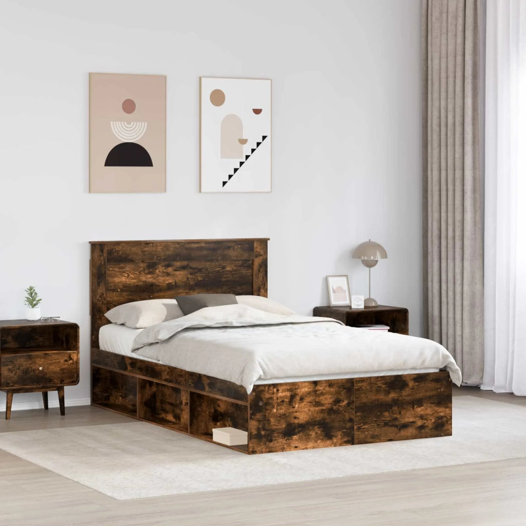 Letto matrimoniale | Letto per adulti | Struttura del letto Rovere fum¨¦ 120 x 200 cm Pino massello