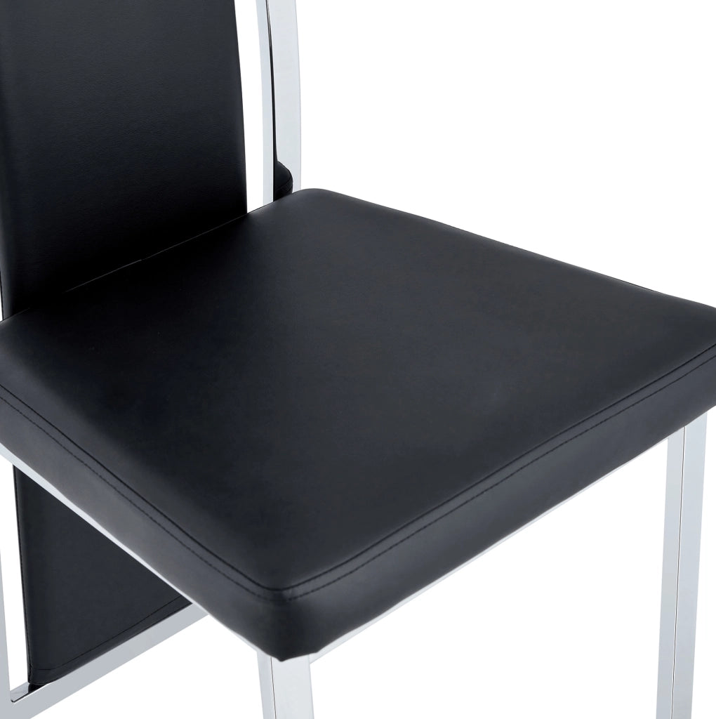 Set di 4 sedie da pranzo 109 cm in metallo e similpelle PU nera e argento
