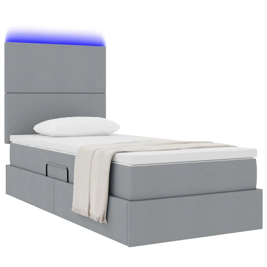 Letto con contenitore e LED con led Grigio chiaro 100 x 200 cm