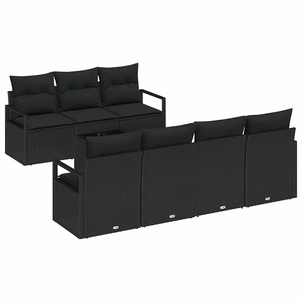 Set di divani con cuscino 8 pcs Nero polyrattan 3346293