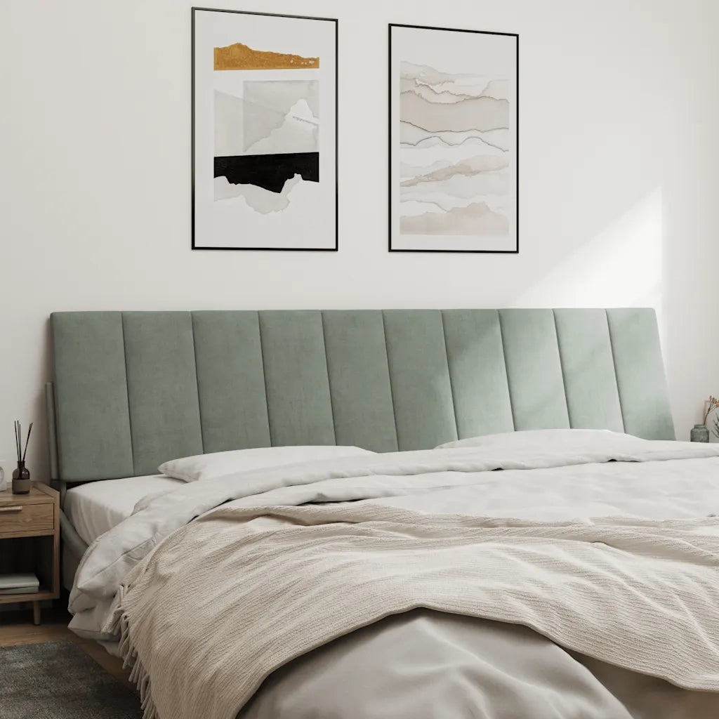 Coussin de tête de lit Hanko gris clair 200 cm velours
