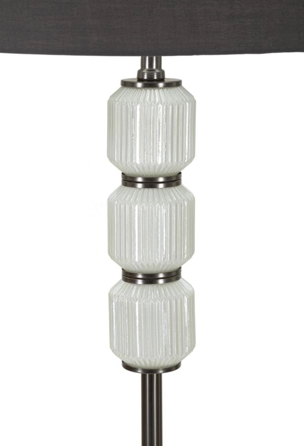 Lampada da Terra Bright One Ø42,5x163 cm in Vetro e Ferro e Tessuto Bianco e Grigio