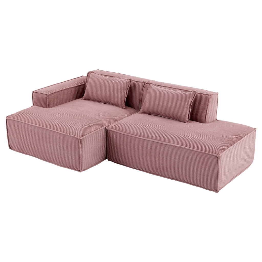 Divano compatto 235 cm a 2 posti rosa baby in poliestere con cuscini a molle insacchettate