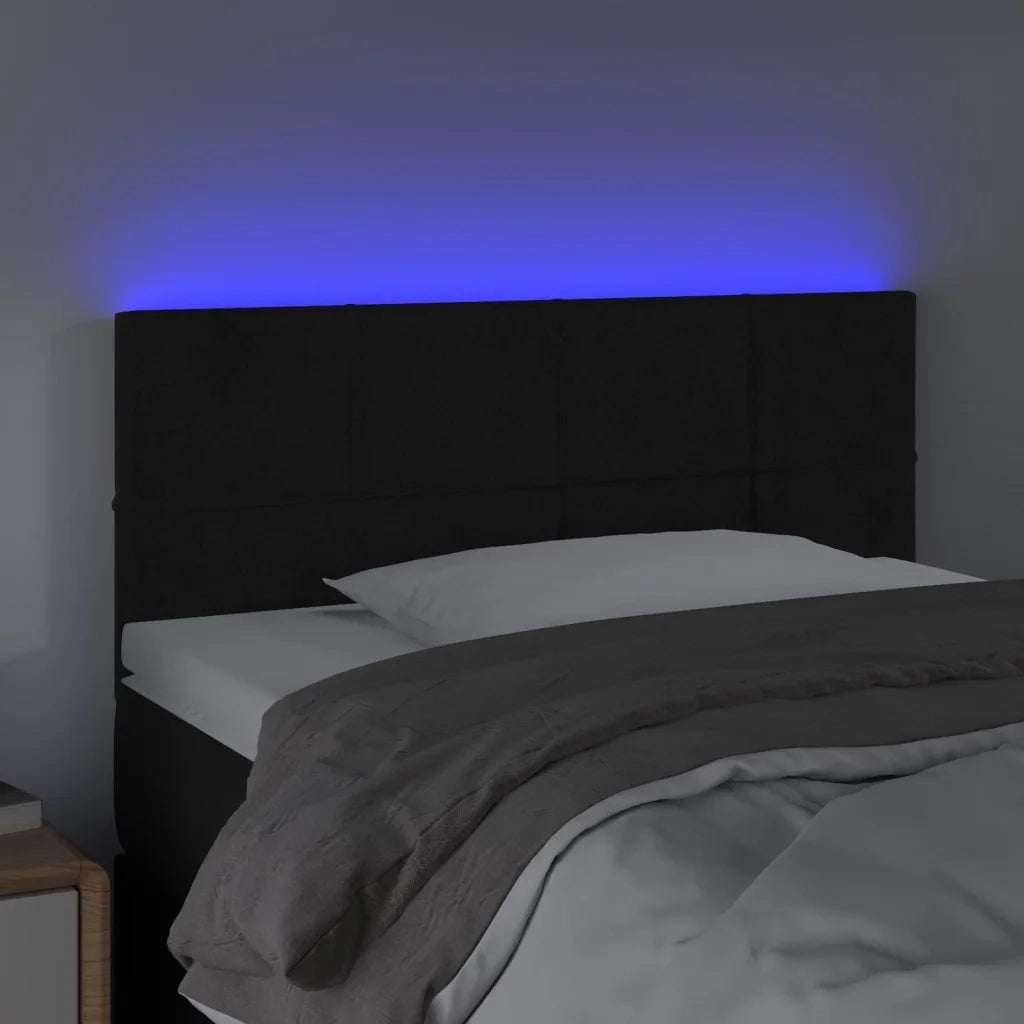 Testiera a LED-Testata con LED Nera 100x5x78/88 cm in Velluto 362516