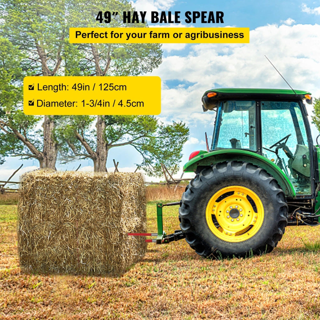 Coppia lance per fieno 49" 125 cm in acciaio per molle punte per balle 1 3/4" per trattori e caricatori frontali rosso