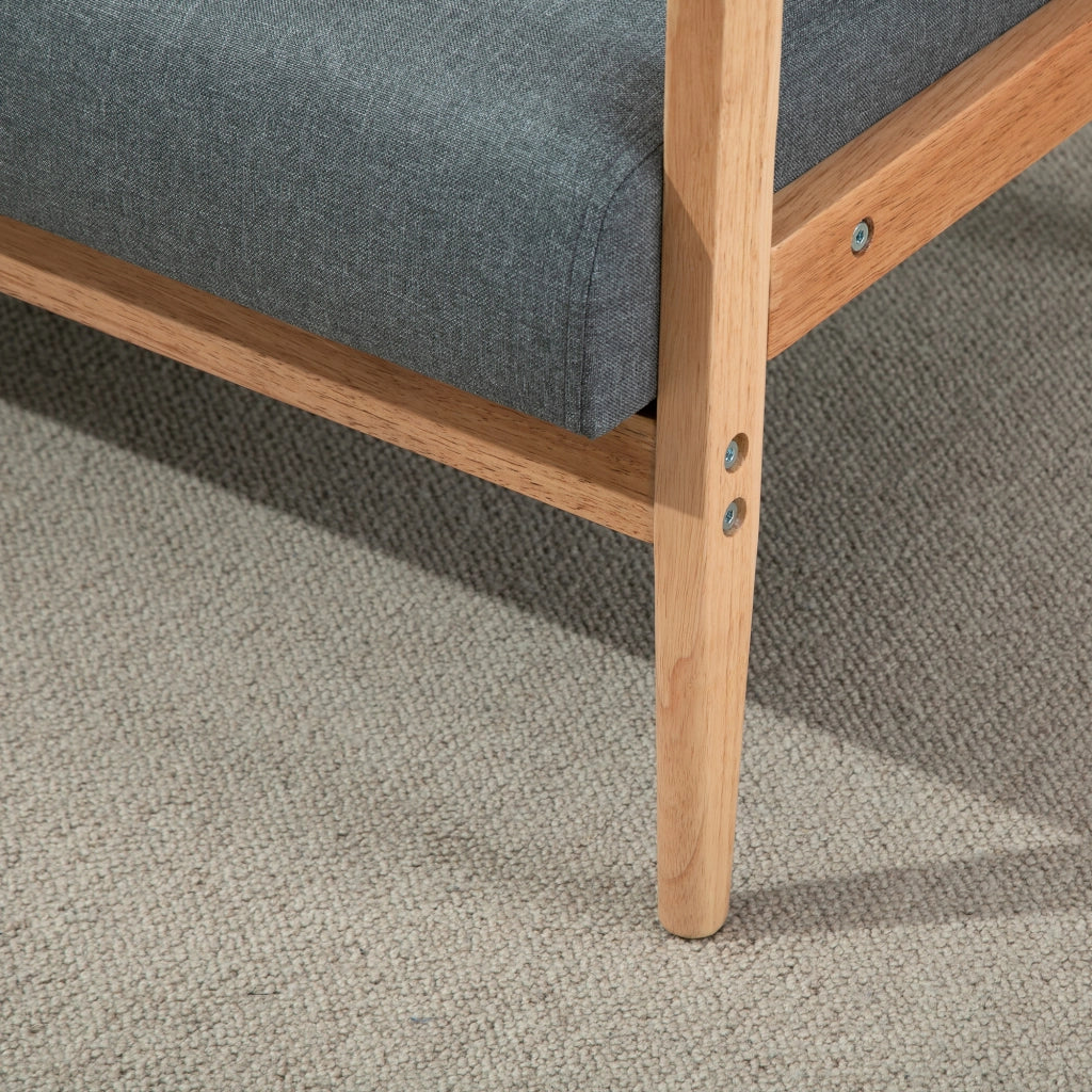 Divano 2 posti compatto in stile scandinavo con cuscini imbottiti in lino grigio scuro