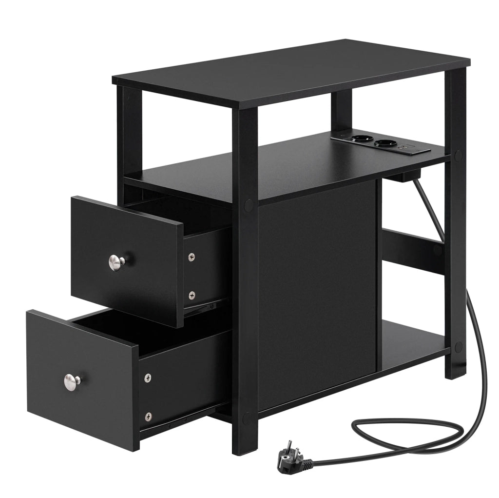 TAVOLINO LATERALE 60 x 60 x 30 cm Nero con prese e USB