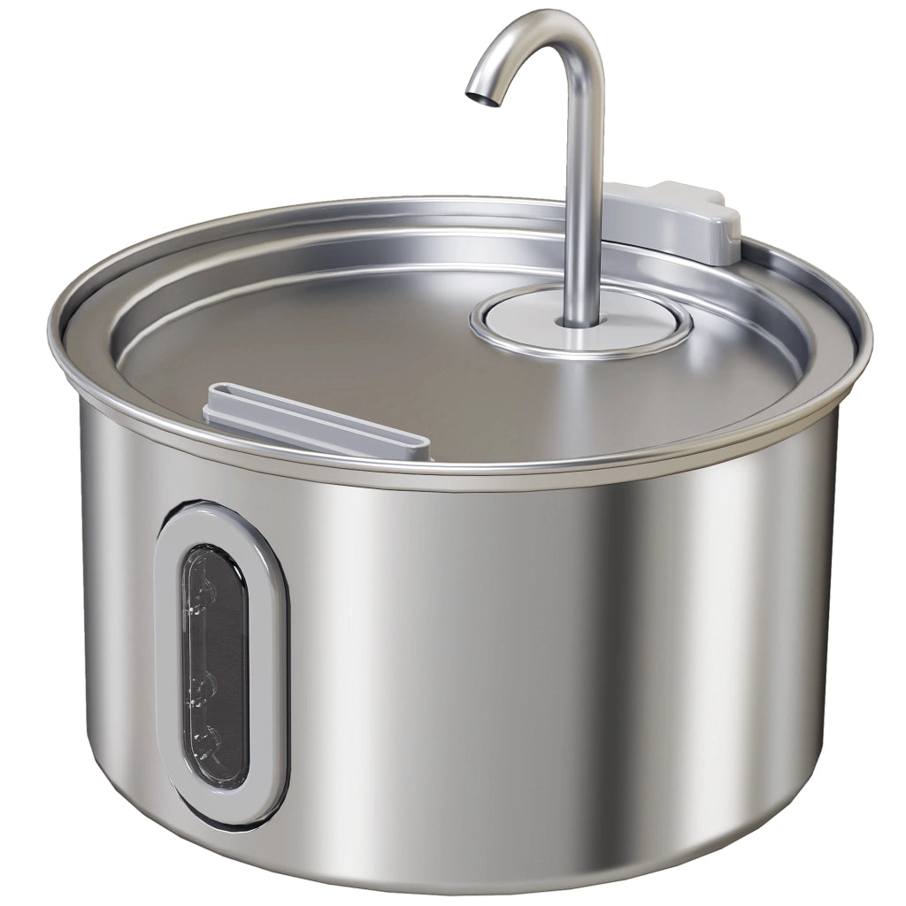 Fontanella per Gatto 2.5L ¨C Xylo ¨C Acciaio Inox con Luce LED e 2 Flussi - 19.4x19.4x18.7cm