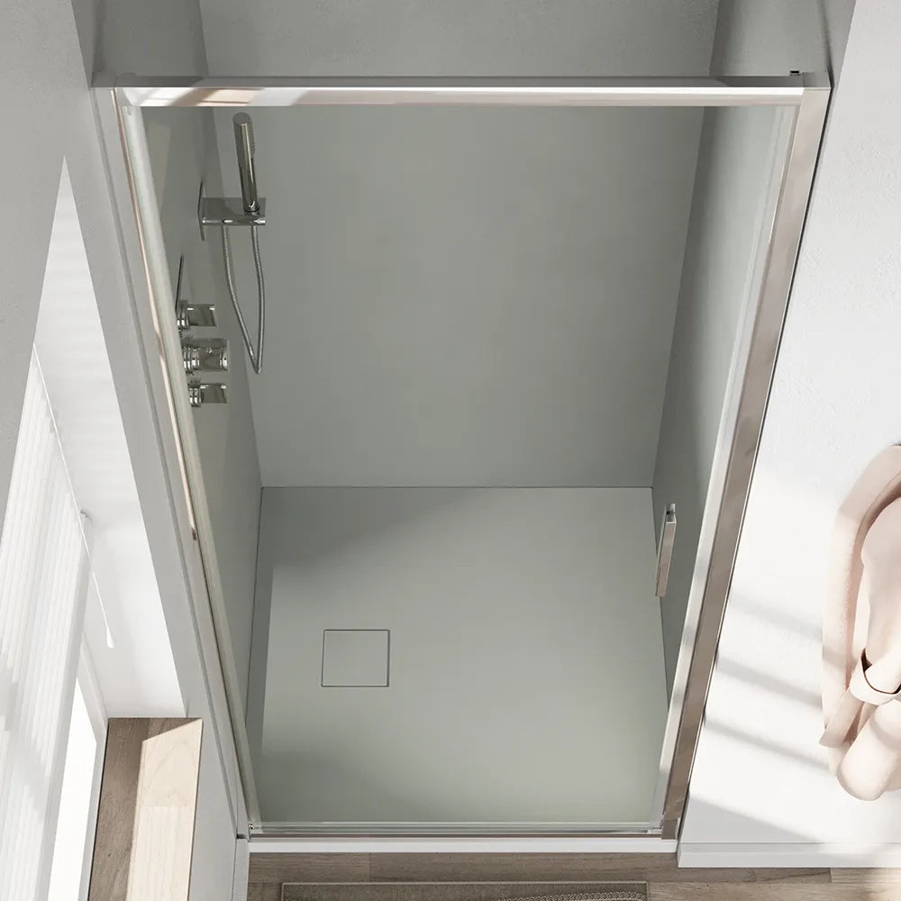 Porta doccia 80cm con apertura a battente profili slim cromati vetro 6mm anticalcare trasparente h190 | Portofino