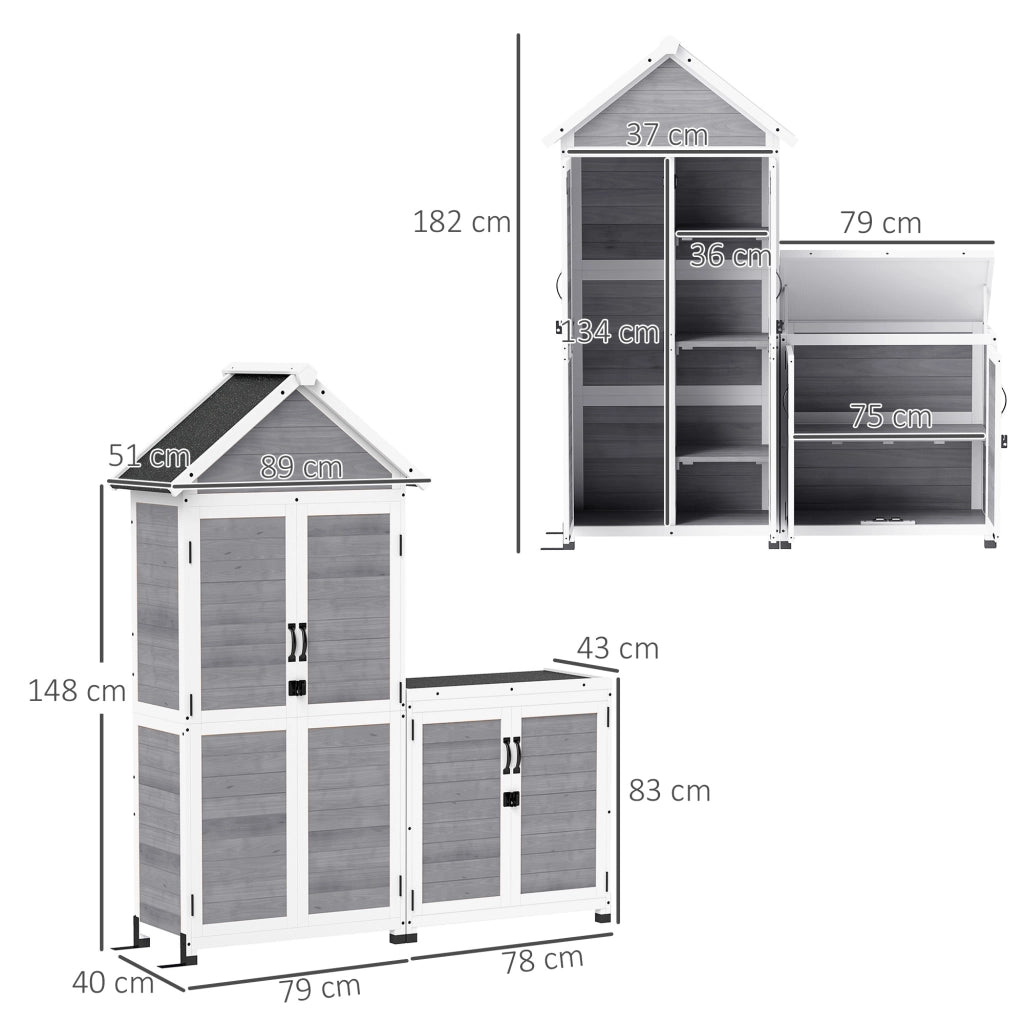 Capanno da Giardino con Armadio ¨C Minimal ¨C Legno di Abete Grigio Chiaro