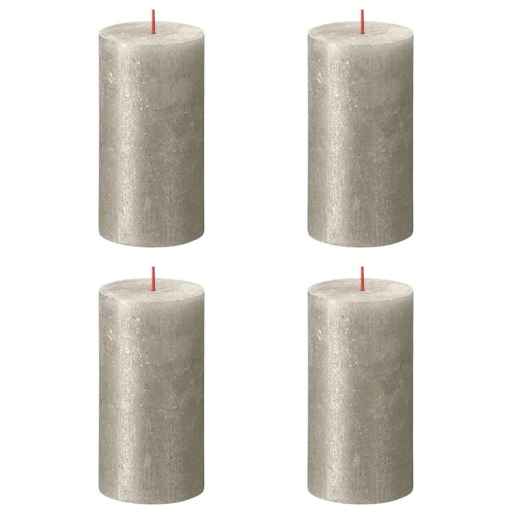 Bolsius Candele Pilastro Rustiche Shimmer 4 pz 130x68 mm Champagne 440886