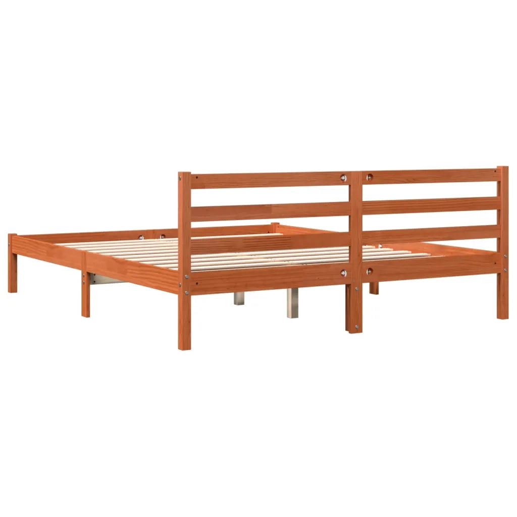 Letto senza Materasso-Struttura Letto Marrone Cera 200x200 cm in Legno di Pino 367415