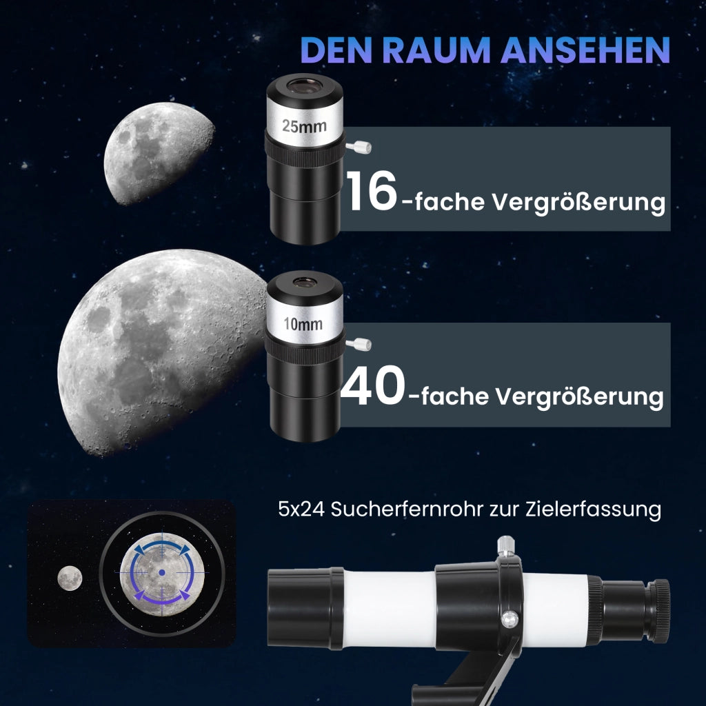 Telescopio astronomico rifrattore 70mm 400mm con treppiede montatura AZ per principianti e osservazione astronomica