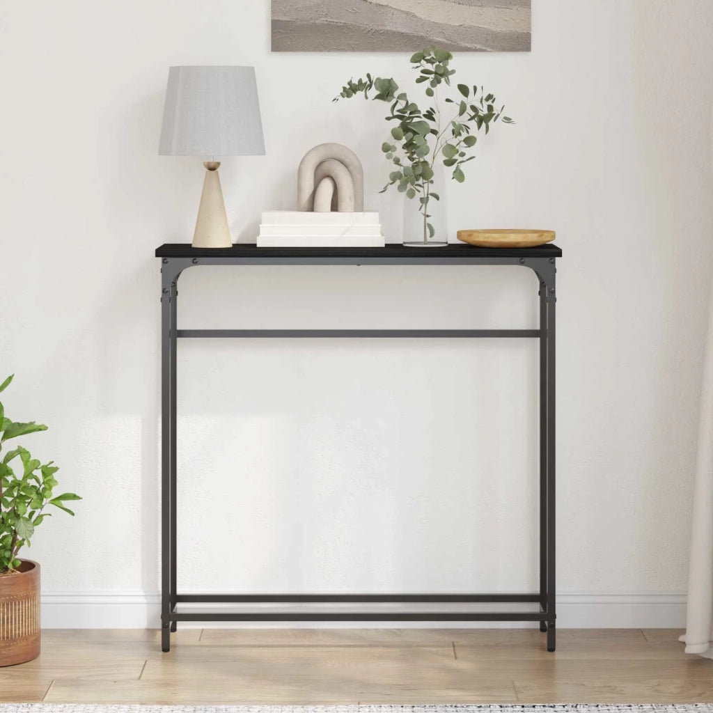 Table console Chêne noir 75 x 19,5 x 75 cm Bois d'ingénierie