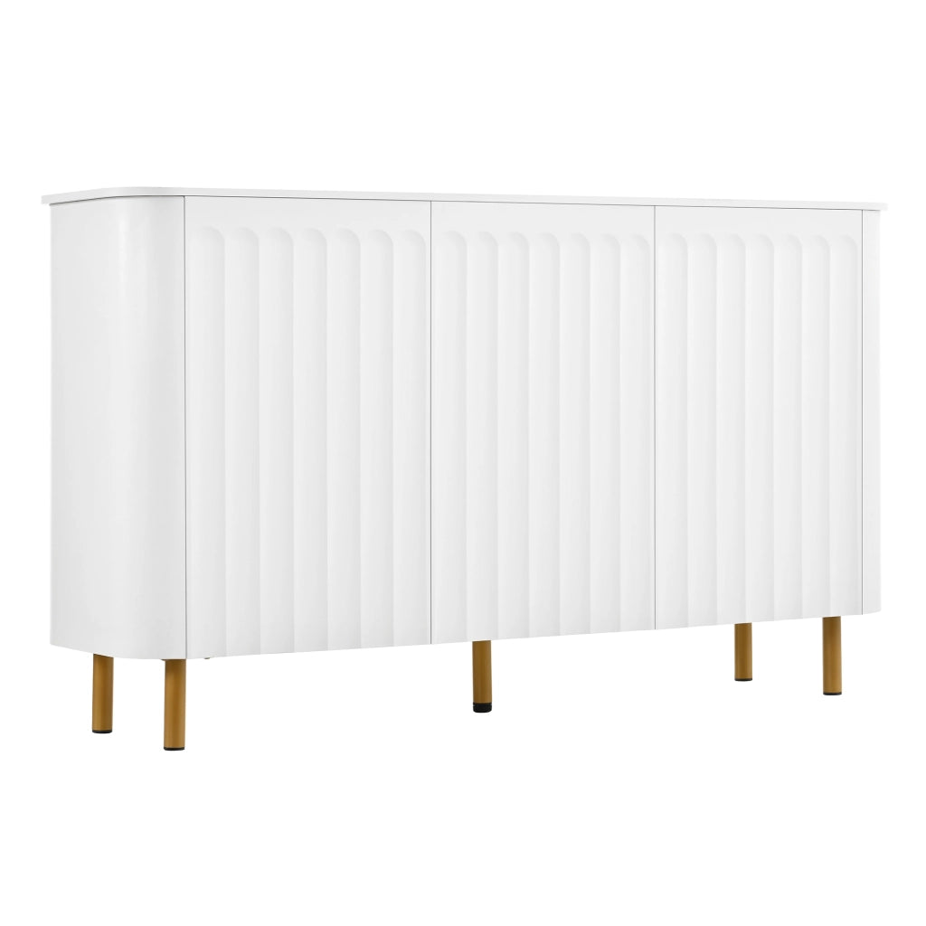 Sideboard 135x36x78 cm con 3 ante senza maniglie in MDF bianco