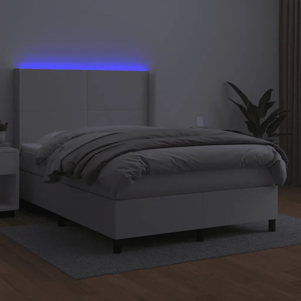 Giroletto Molle con Materasso e LED Bianco 140x190cm Similpelle 3139260