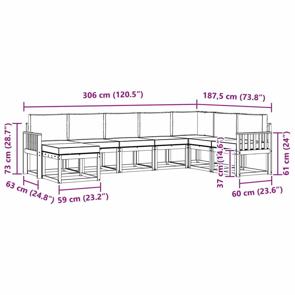 Set di divani da esterno 8 pz Bianco e Grigio Chiaro 3388045