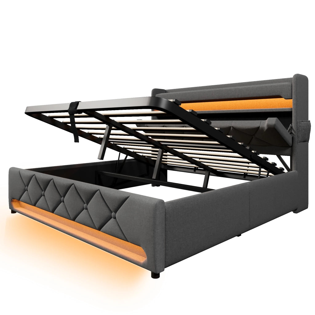 Letto matrimoniale 180x200 con materasso; contenitore e LED