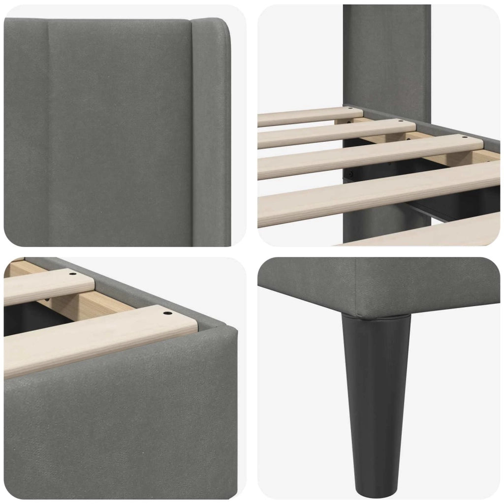 Letto matrimoniale | Letto per adulti | Struttura del letto Grigio Scuro 160 x 200 cm Velluto